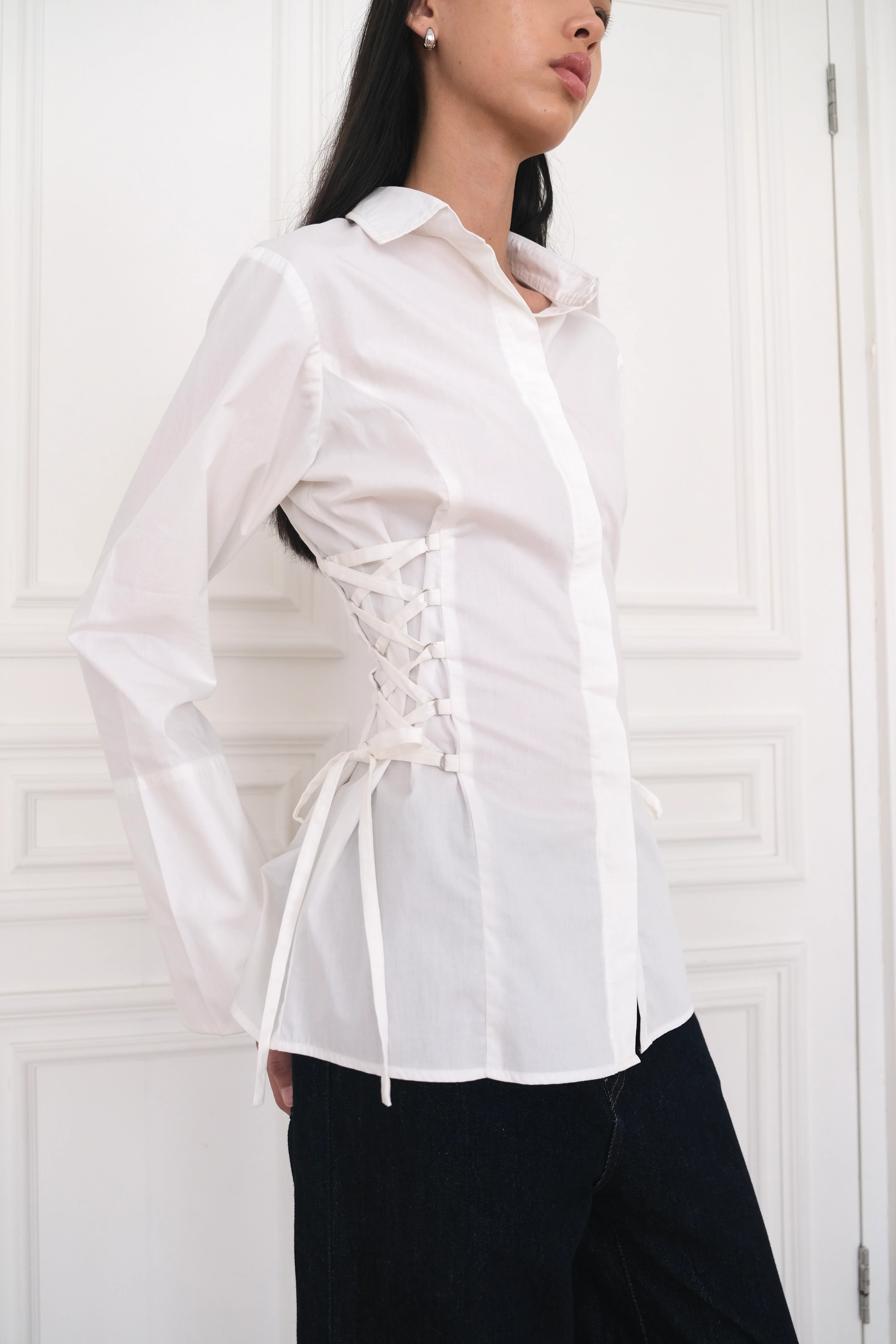 ESMÉ Lace-Up Cotton Poplin Shirt - Image 5