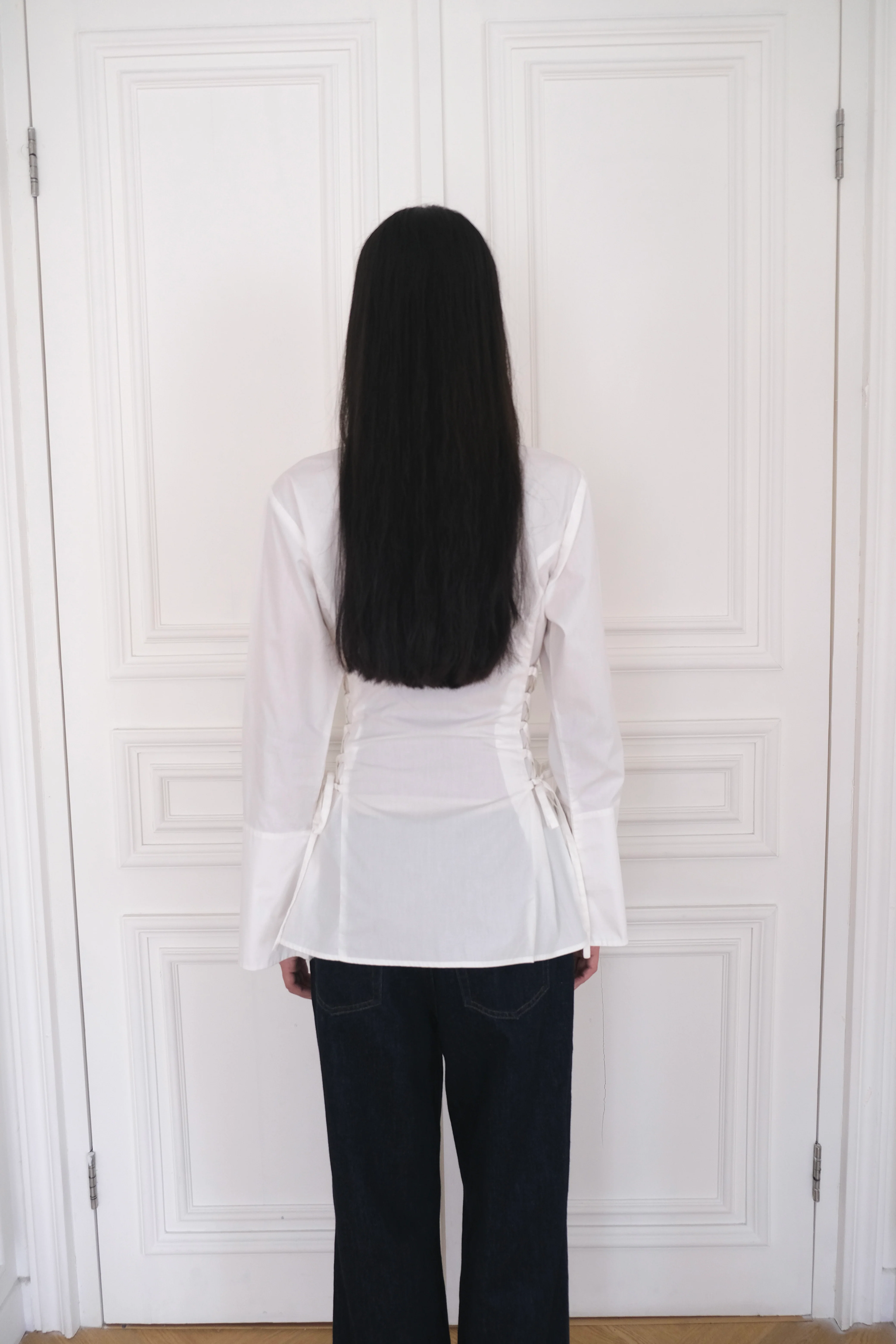 ESMÉ Lace-Up Cotton Poplin Shirt - Image 6