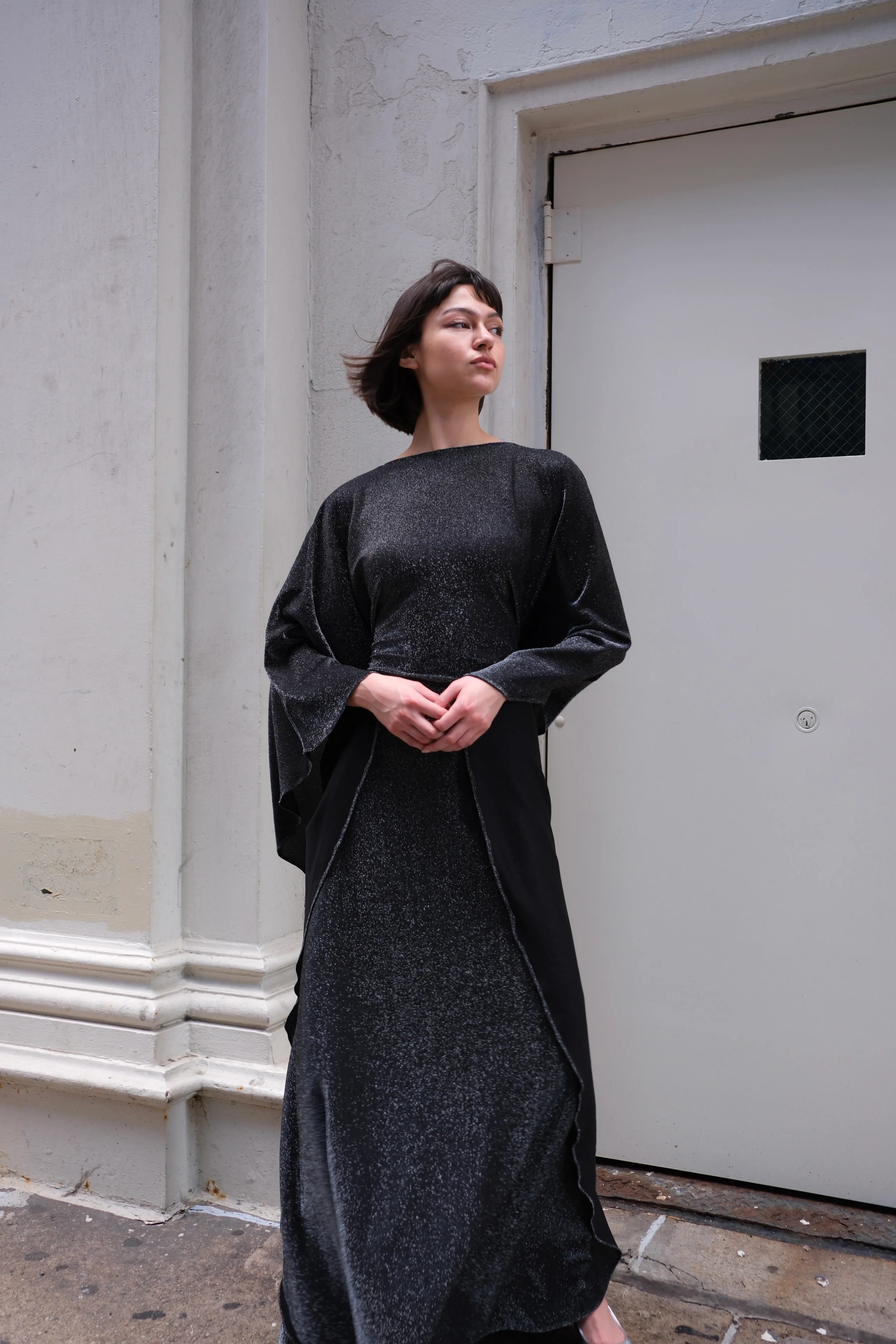 ORION Kaftan Dress | A shimmery black kaftan dress - Image 3