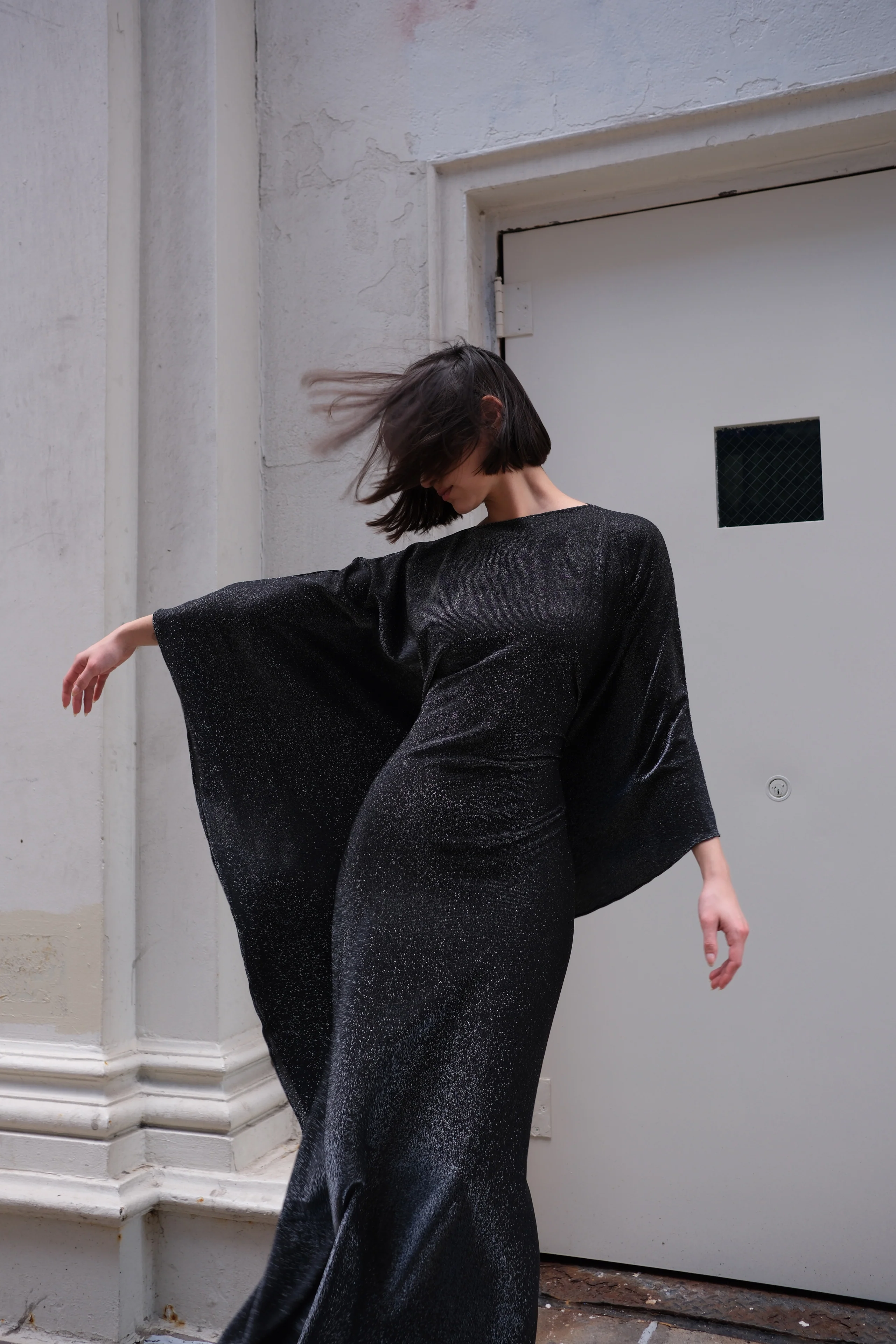 ORION Kaftan Dress | A shimmery black kaftan dress - Image 5