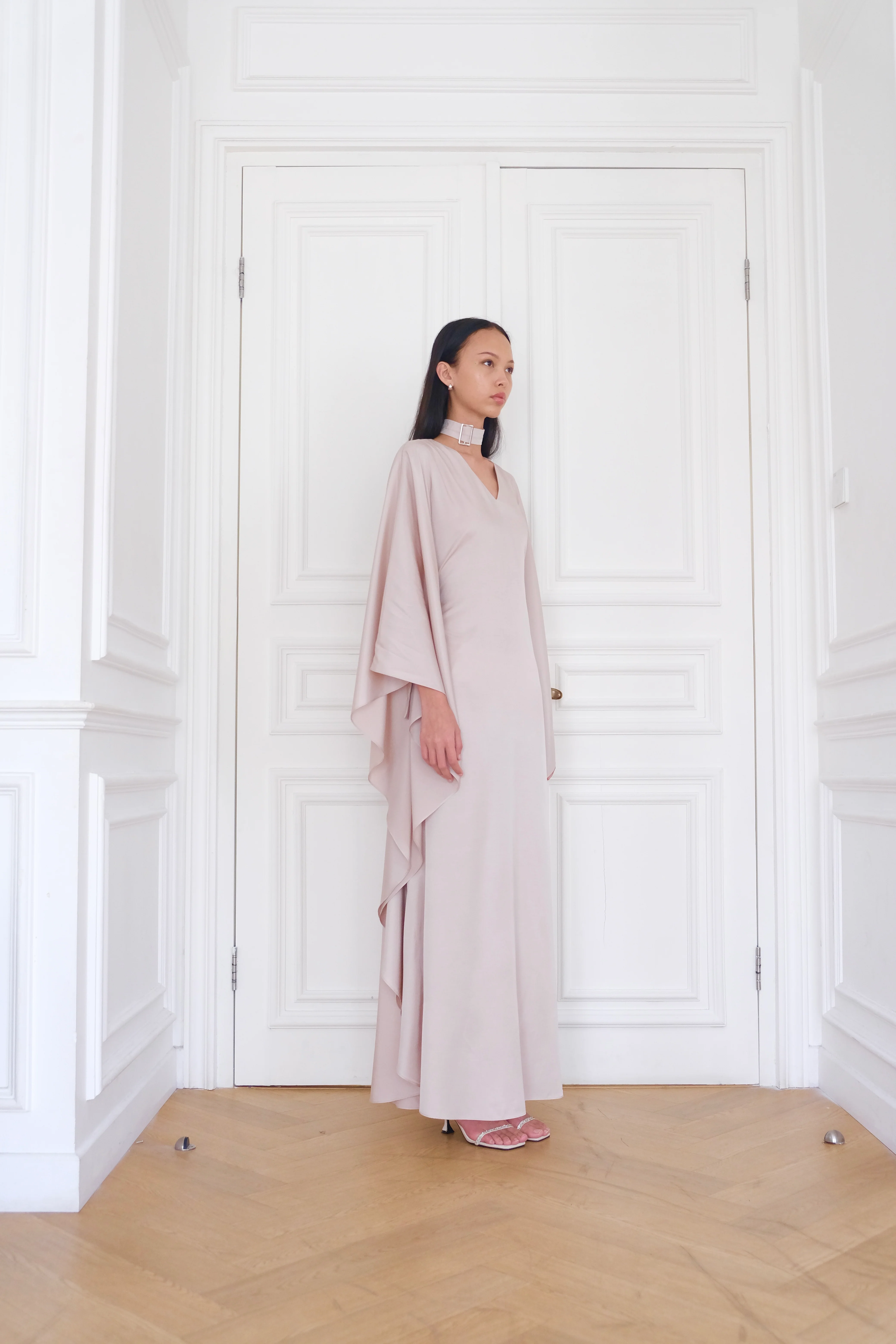 LILA Silk Belted Kaftan in Dusty Rose - Image 5