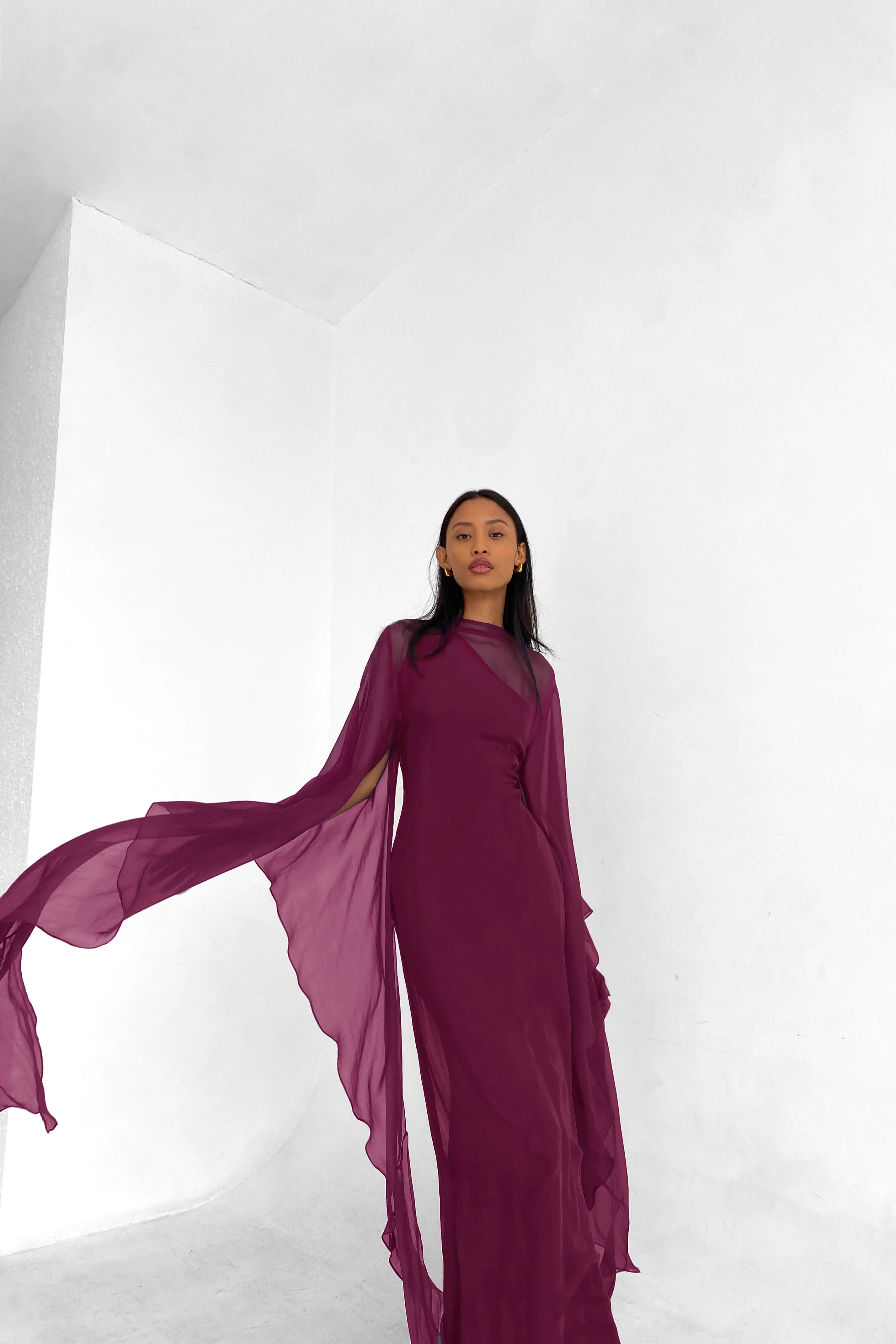 Pure Silk Dress in Burgundy | Preorder ships in ~2 weeks - Image 3