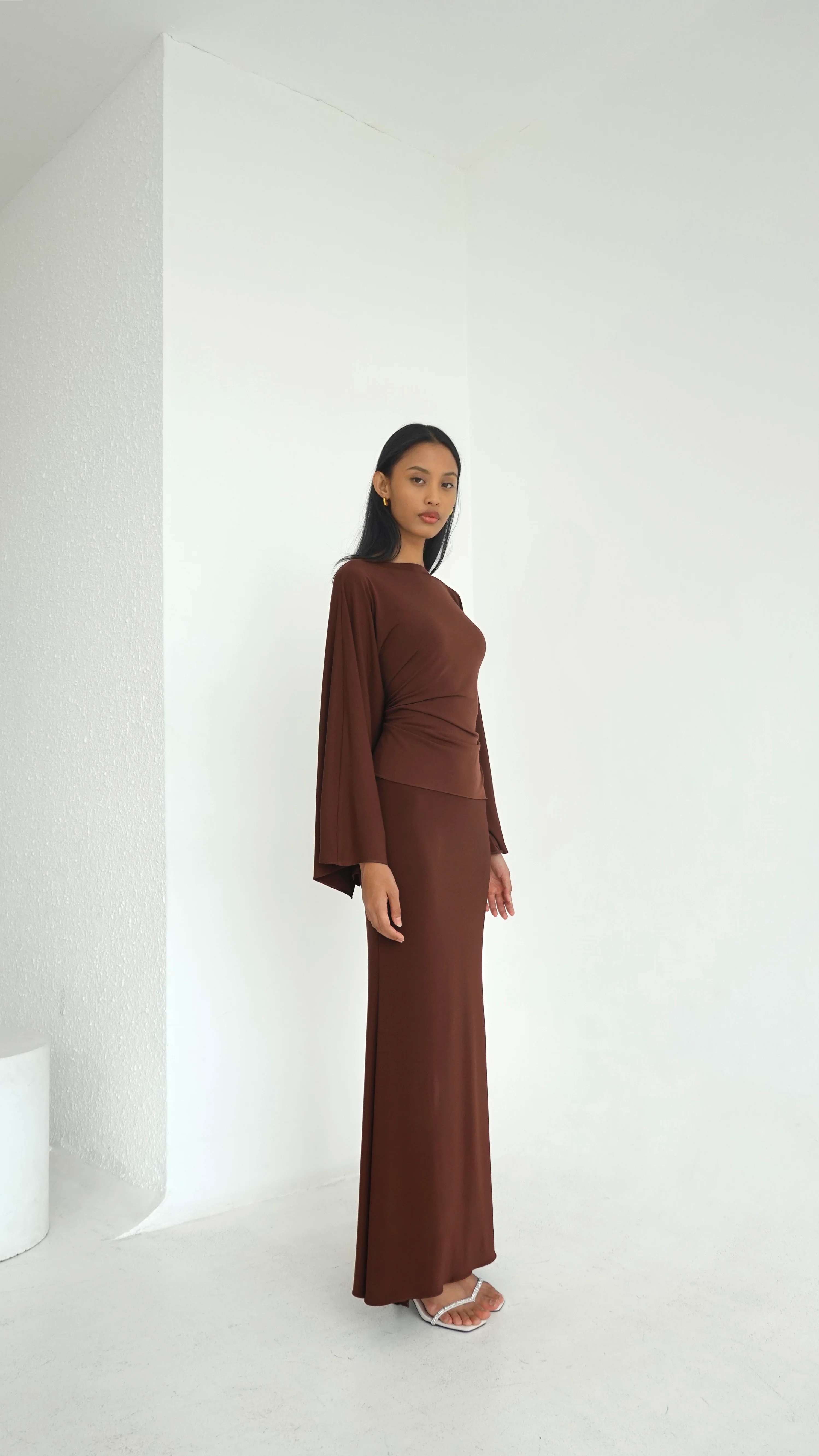 Toffee Brown Top & Skirt Set - Image 3