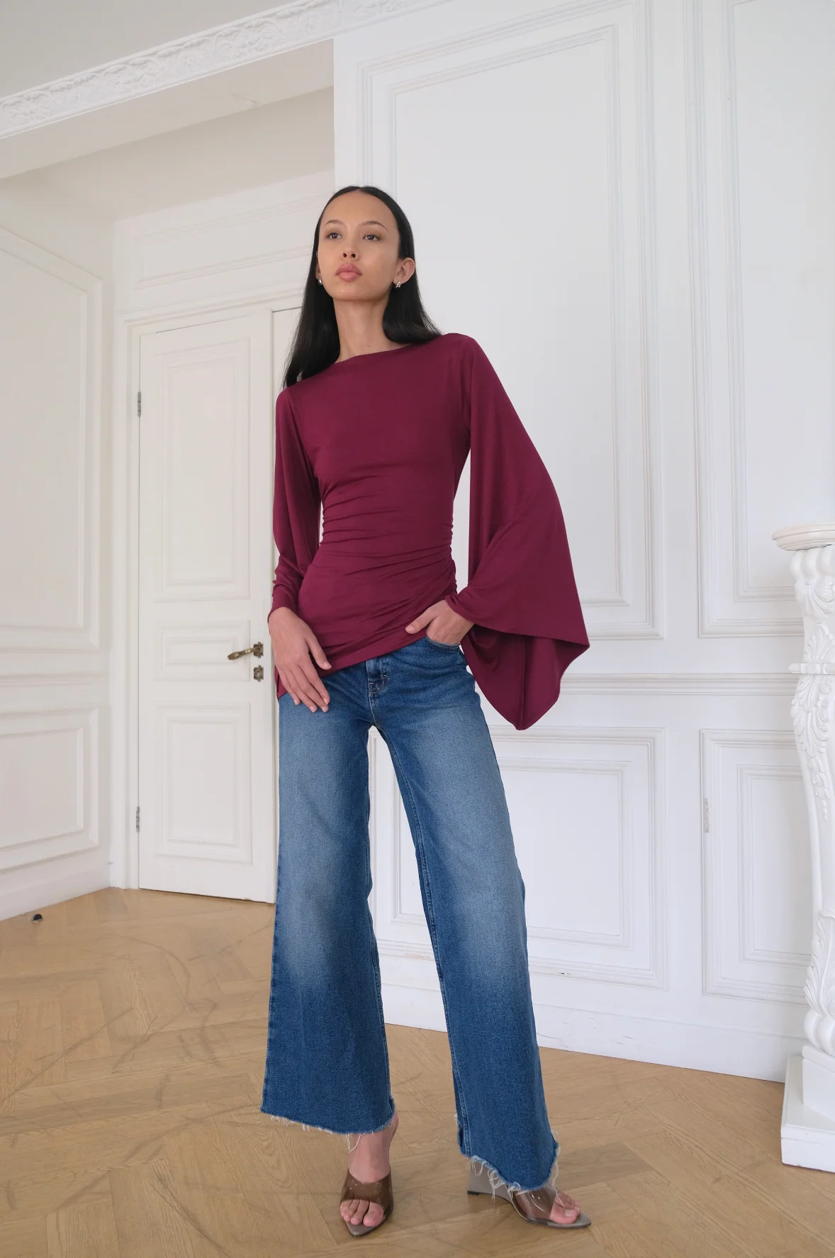 TULIP Draped Top in Berry - Image 5